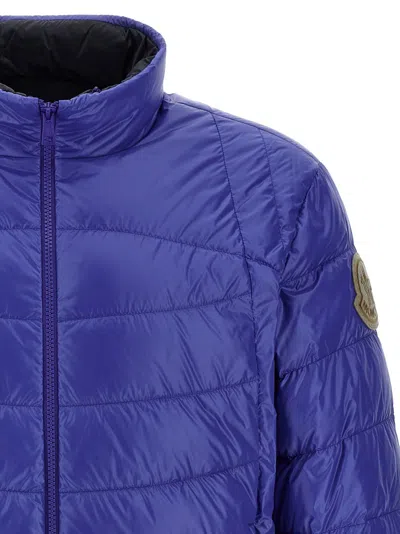 Moncler Padded Jacket With Elastic Cuffs And High Collar In Blue