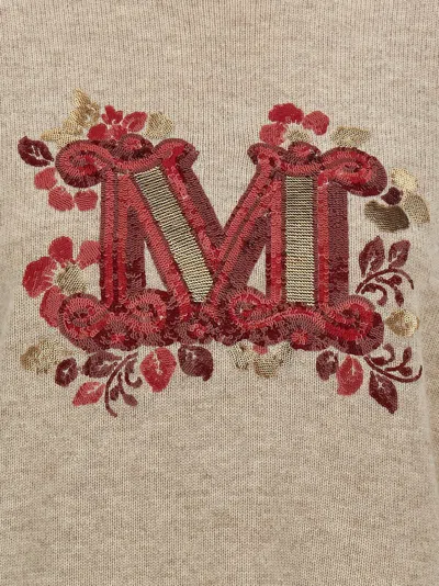 Max Mara Crew Neck Wool Blend Quota Sweater In Neutral
