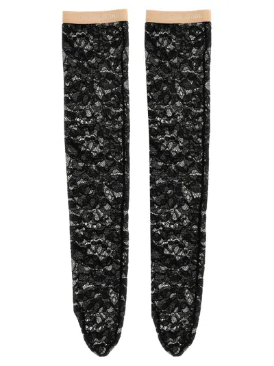 Valentino Pizzo Rebordè Socks Black In Black