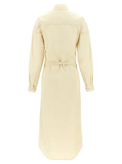 Lemaire Light Cotton Satin Midi Dress In Neutral