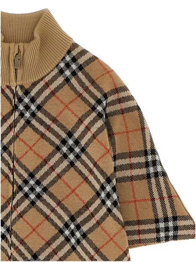 Burberry Wool Cape With Check Jacquard In Multi