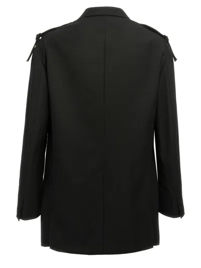 Yohji Yamamoto Single-breasted Blazer With Strap Detail In Black