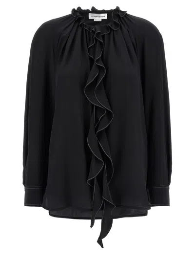 Victoria Beckham Shirt With Ruffles In Black