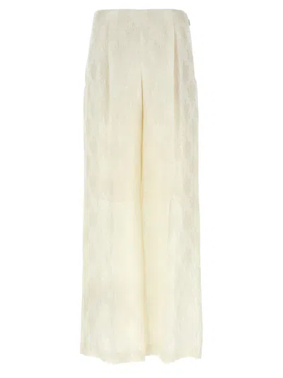 Fendi Pantalone Dalla Gamba Ampia In Seta Bianca Donna