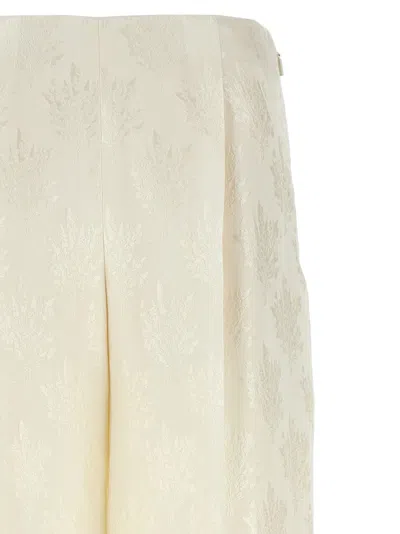 Fendi Pantalone Dalla Gamba Ampia In Seta Bianca Donna
