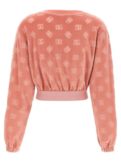 Dolce & Gabbana Short Chenille Jacquard Sweatshirt With Jacquard Dg Logo