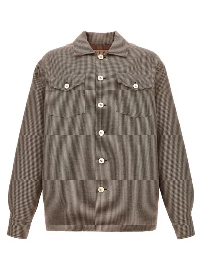 Marni Micro Houndstooth Wool Jacket In Neutral