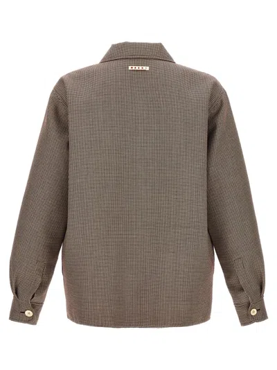 Marni Micro Houndstooth Wool Jacket In Neutral