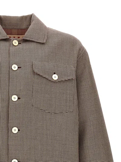 Marni Micro Houndstooth Wool Jacket In Neutral