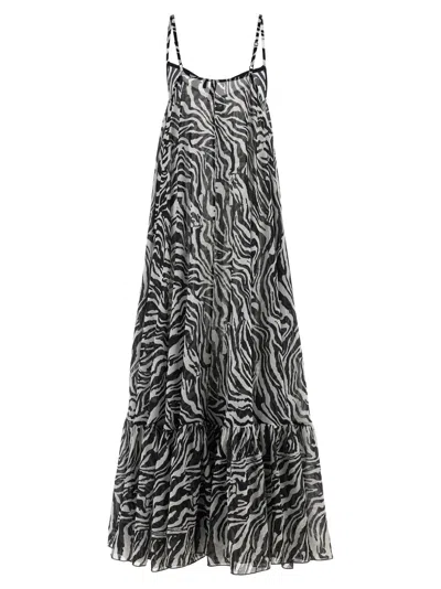 Rotate Birger Christensen Reina Olga Zebra Print Dress In Black