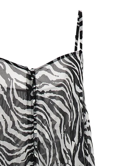 Rotate Birger Christensen Reina Olga Zebra Print Dress In Black