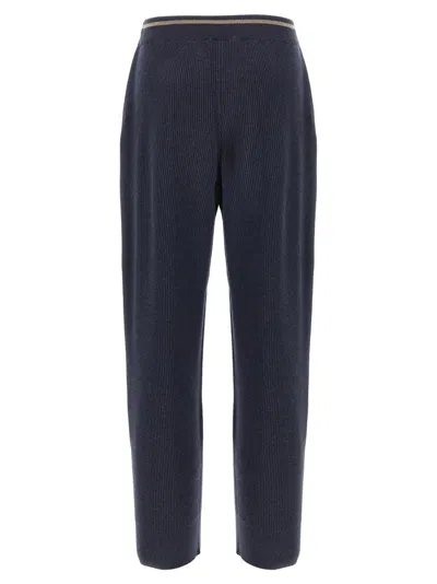 Brunello Cucinelli English Ribbed Trousers Pants Blue In Blue