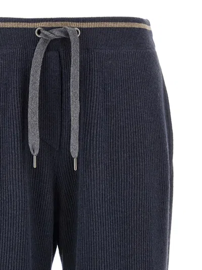 Brunello Cucinelli English Ribbed Trousers Pants Blue In Blue