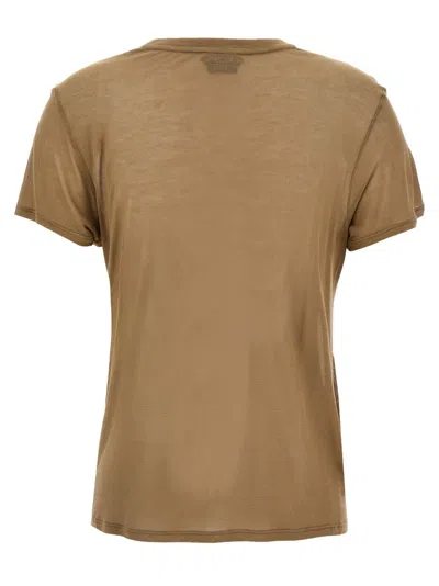 Tom Ford Bamboo Viscose T-shirt With Front Metal Logo In Brown