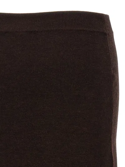 Victoria Beckham Wool Blend Button Detailing High Waist Skirt In Brown
