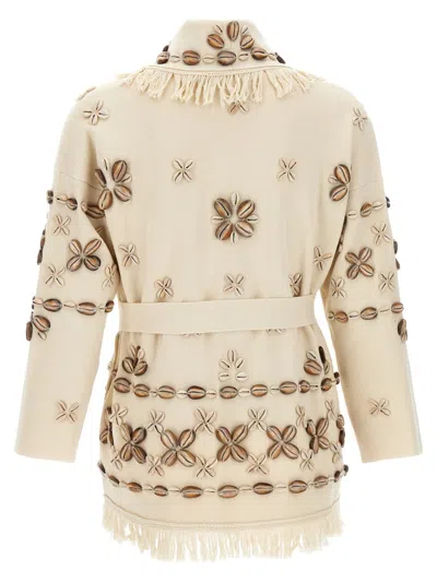 Alanui Sand Silk Blend Ocean Dream Cardigan In Neutral