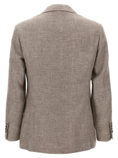 Brunello Cucinelli Diagonal Lapel Blazer With Chest And Flap Pockets In Gray