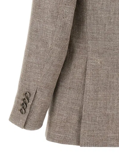 Brunello Cucinelli Diagonal Lapel Blazer With Chest And Flap Pockets In Gray