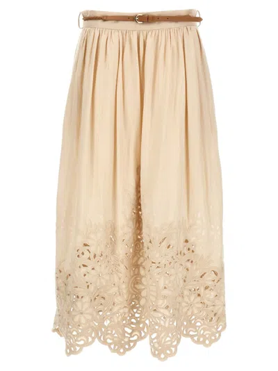 Zimmermann Wylie Cream Colored Midi Skirt Women In Neutral