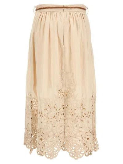 Zimmermann Wylie Cream Colored Midi Skirt Women In Neutral