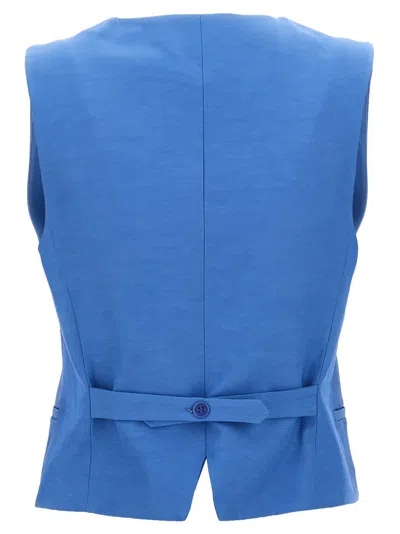 P.a.r.o.s.h . Tailored V-neck Blue Vest With Button Closure