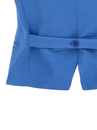 P.a.r.o.s.h . Tailored V-neck Blue Vest With Button Closure
