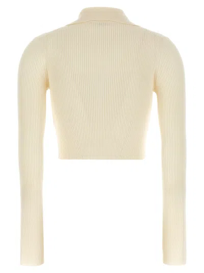 Jil Sander Ribbed Stretch Wool And Viscose Blend Cardigan In White