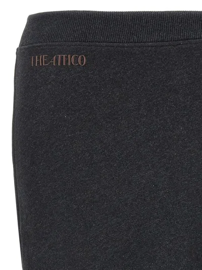 Attico Asymmetrical Fleece Midi Skirt With Front Split In Black