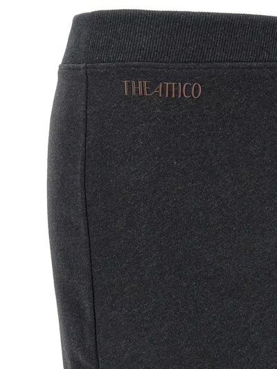 Attico Asymmetrical Fleece Midi Skirt With Front Split In Black
