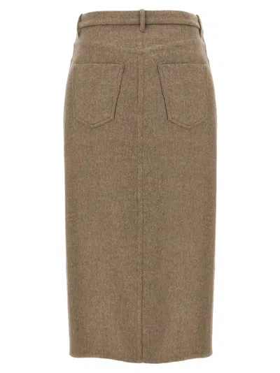 Brunello Cucinelli Wraparound Skirt With Belt Loops And Back Pockets In Brown