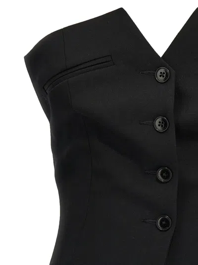 Alexander Wang Deconstructed Wool Vest With Tailored Bodice In Black