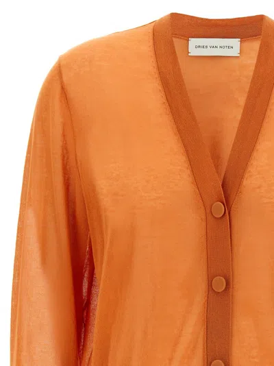 Dries Van Noten Long-sleeved Cardigan In Orange
