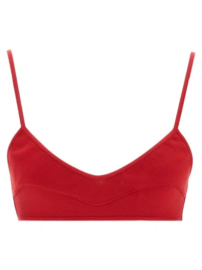 Giambattista Valli Red Viscose Knit Bra With Sweetheart Neckline In Red