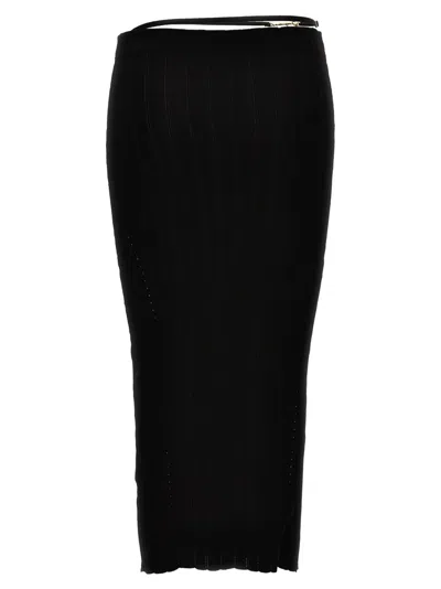 Jacquemus La Jupe Pralu Ribbed-knit Midi Skirt In Black