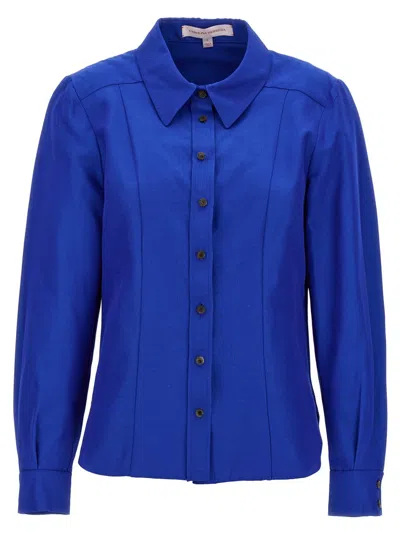 Carolina Herrera Cotton And Viscose Blend Tailored Shirt In Blue