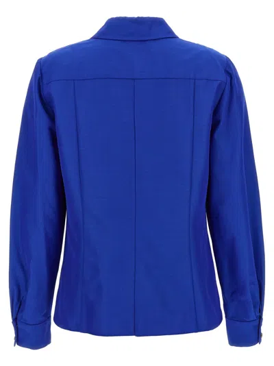 Carolina Herrera Cotton And Viscose Blend Tailored Shirt In Blue