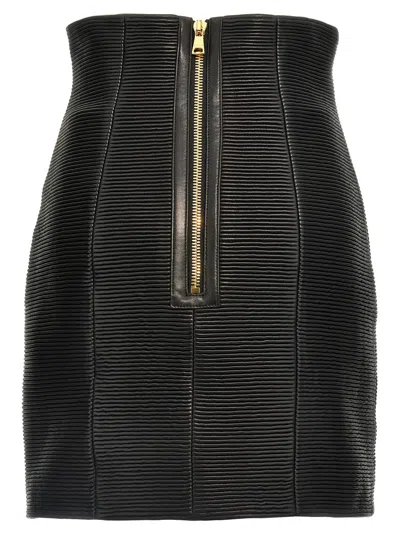 Balmain Hw Rolled Skirts In Black