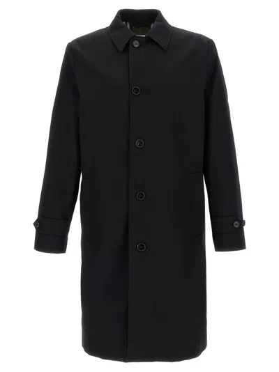 Burberry Collared Coat With Side Pockets And Long Sleeves In Black