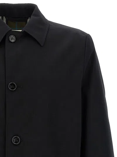 Burberry Collared Coat With Side Pockets And Long Sleeves In Black