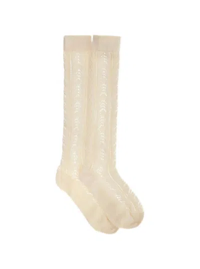Valentino Pointelle-knit Socks In Neutral