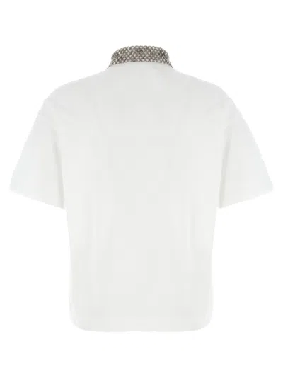 Brunello Cucinelli Embroidered Collar Piqué Cotton Polo Shirt In White
