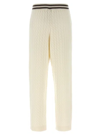 Brunello Cucinelli Cable Knit Cashmere Pants With Ribbed Cuffs