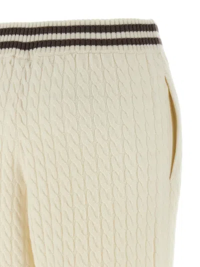 Brunello Cucinelli Cable Knit Cashmere Pants With Ribbed Cuffs