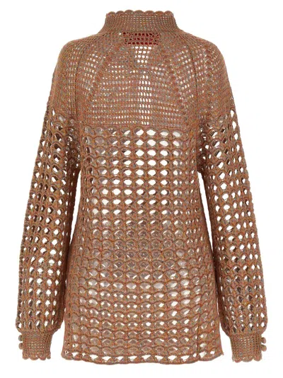 Valentino Openwork Sweater Sweaters And Cardigans Multicolor In Brown