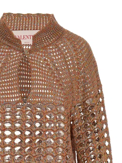 Valentino Openwork Sweater Sweaters And Cardigans Multicolor In Brown