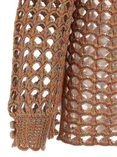 Valentino Openwork Sweater Sweaters And Cardigans Multicolor In Brown