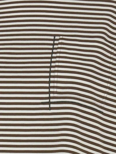 Brunello Cucinelli Striped Cropped T-shirt With Jewel Detail In Multi