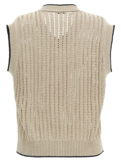 Brunello Cucinelli Knit Vest With Contrast Piping