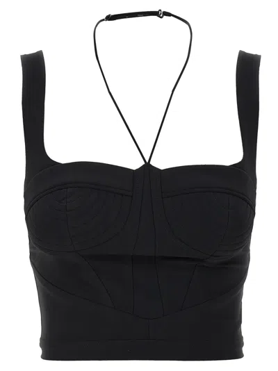 Nensi Dojaka Halter Strap Cropped Top With Structured Cups In Black