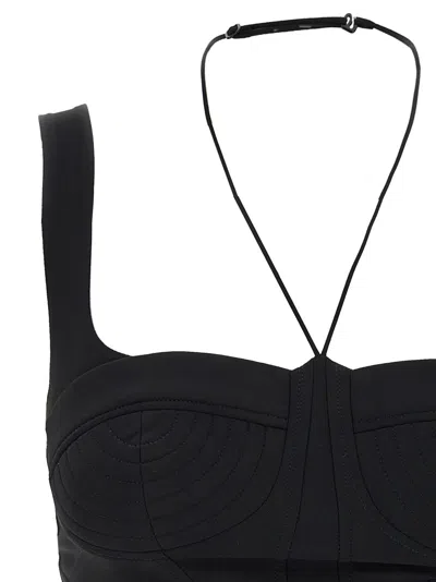 Nensi Dojaka Halter Strap Cropped Top With Structured Cups In Black